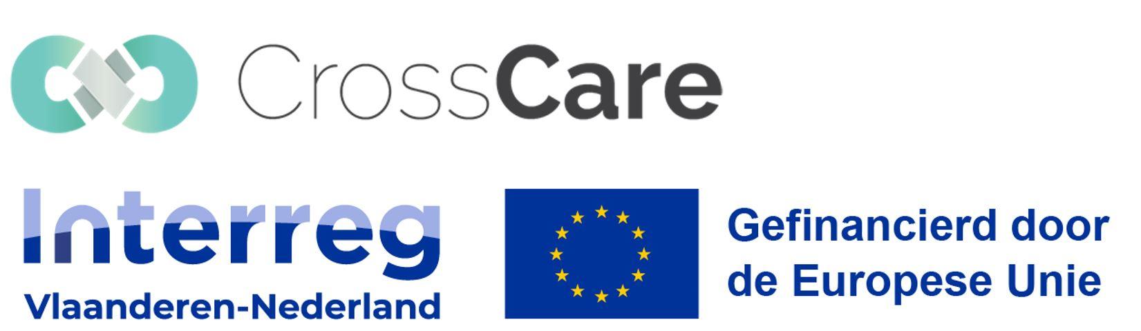 Logo CrossCare & Interreg Vlaanderen-Nederland, co-financed by the EU